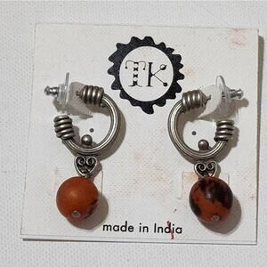 Treska Silver Tone beaded dangle chandelier‎ earrings new